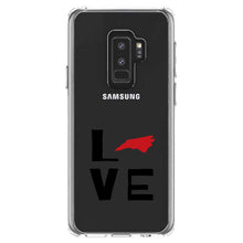 DistinctInk® Clear Shockproof Hybrid Case for Apple iPhone / Samsung Galaxy / Google Pixel - North Carolina - Love Black & Red