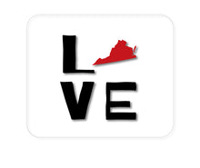 DistinctInk Custom Foam Rubber Mouse Pad - 1/4" Thick - Virginia - Love Black & Red