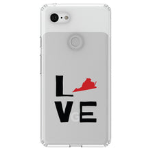 DistinctInk® Clear Shockproof Hybrid Case for Apple iPhone / Samsung Galaxy / Google Pixel - Virginia - Love Black & Red