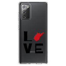 DistinctInk® Clear Shockproof Hybrid Case for Apple iPhone / Samsung Galaxy / Google Pixel - West Virginia - Love Black & Red