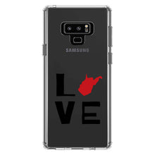 DistinctInk® Clear Shockproof Hybrid Case for Apple iPhone / Samsung Galaxy / Google Pixel - West Virginia - Love Black & Red