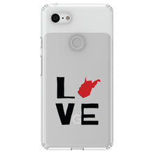 DistinctInk® Clear Shockproof Hybrid Case for Apple iPhone / Samsung Galaxy / Google Pixel - West Virginia - Love Black & Red