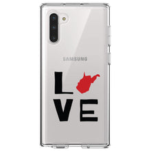 DistinctInk® Clear Shockproof Hybrid Case for Apple iPhone / Samsung Galaxy / Google Pixel - West Virginia - Love Black & Red