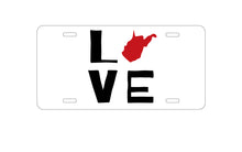 DistinctInk Custom Aluminum Decorative Vanity Front License Plate - West Virginia - Love Black & Red