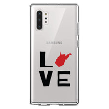 DistinctInk® Clear Shockproof Hybrid Case for Apple iPhone / Samsung Galaxy / Google Pixel - West Virginia - Love Black & Red