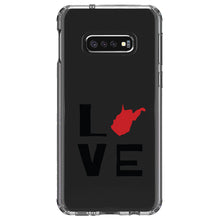 DistinctInk® Clear Shockproof Hybrid Case for Apple iPhone / Samsung Galaxy / Google Pixel - West Virginia - Love Black & Red