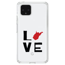 DistinctInk® Clear Shockproof Hybrid Case for Apple iPhone / Samsung Galaxy / Google Pixel - West Virginia - Love Black & Red