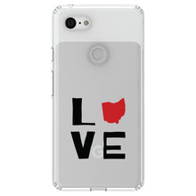 DistinctInk® Clear Shockproof Hybrid Case for Apple iPhone / Samsung Galaxy / Google Pixel - Ohio - Love Black & Red
