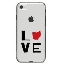 DistinctInk® Clear Shockproof Hybrid Case for Apple iPhone / Samsung Galaxy / Google Pixel - Ohio - Love Black & Red