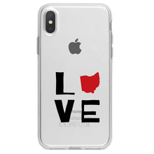 DistinctInk® Clear Shockproof Hybrid Case for Apple iPhone / Samsung Galaxy / Google Pixel - Ohio - Love Black & Red