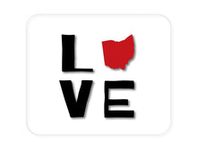 DistinctInk Custom Foam Rubber Mouse Pad - 1/4" Thick - Ohio - Love Black & Red