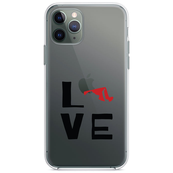 DistinctInk® Clear Shockproof Hybrid Case for Apple iPhone / Samsung Galaxy / Google Pixel - Maryland - Love Black & Red