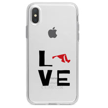 DistinctInk® Clear Shockproof Hybrid Case for Apple iPhone / Samsung Galaxy / Google Pixel - Maryland - Love Black & Red