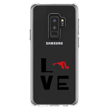DistinctInk® Clear Shockproof Hybrid Case for Apple iPhone / Samsung Galaxy / Google Pixel - Maryland - Love Black & Red