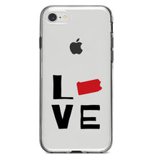 DistinctInk® Clear Shockproof Hybrid Case for Apple iPhone / Samsung Galaxy / Google Pixel - Pennsylvania - Love Red & Black
