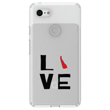 DistinctInk® Clear Shockproof Hybrid Case for Apple iPhone / Samsung Galaxy / Google Pixel - Delaware - Love Red & Black