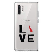 DistinctInk® Clear Shockproof Hybrid Case for Apple iPhone / Samsung Galaxy / Google Pixel - Delaware - Love Red & Black