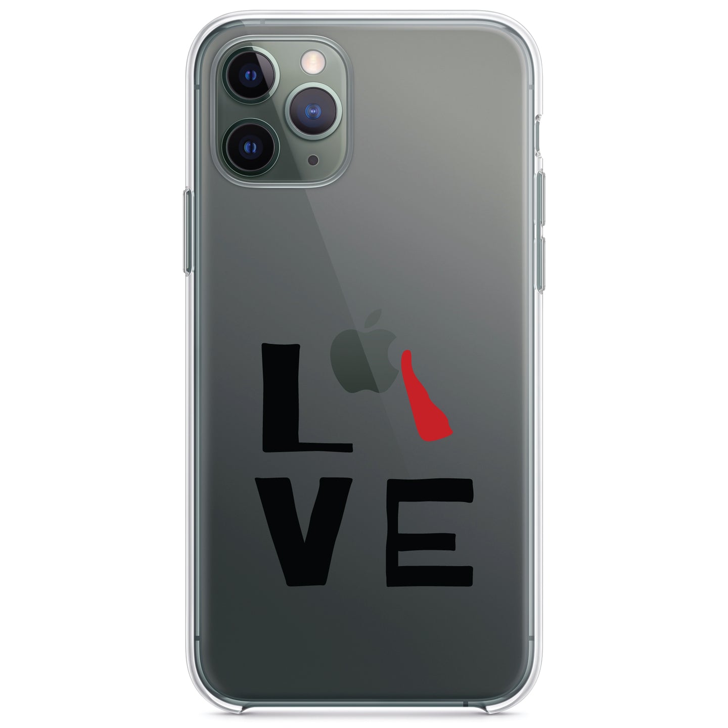 DistinctInk® Clear Shockproof Hybrid Case for Apple iPhone / Samsung Galaxy / Google Pixel - Delaware - Love Red & Black