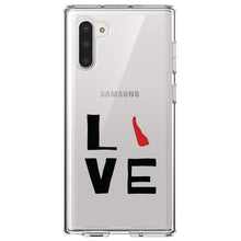 DistinctInk® Clear Shockproof Hybrid Case for Apple iPhone / Samsung Galaxy / Google Pixel - Delaware - Love Red & Black