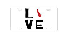 DistinctInk Custom Aluminum Decorative Vanity Front License Plate - Delaware - Love Red & Black