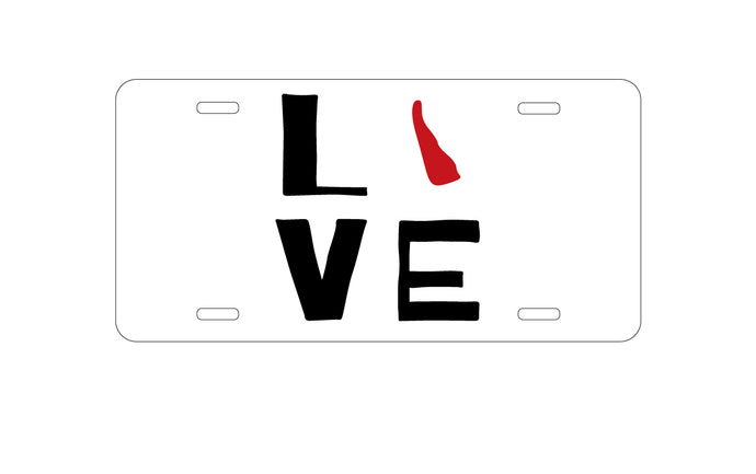 DistinctInk Custom Aluminum Decorative Vanity Front License Plate - Delaware - Love Red & Black
