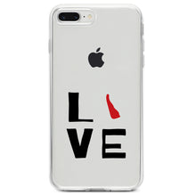 DistinctInk® Clear Shockproof Hybrid Case for Apple iPhone / Samsung Galaxy / Google Pixel - Delaware - Love Red & Black