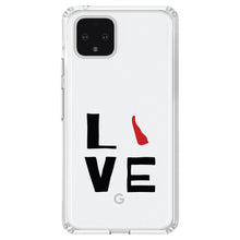 DistinctInk® Clear Shockproof Hybrid Case for Apple iPhone / Samsung Galaxy / Google Pixel - Delaware - Love Red & Black