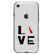 DistinctInk® Clear Shockproof Hybrid Case for Apple iPhone / Samsung Galaxy / Google Pixel - Delaware - Love Red & Black