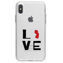DistinctInk® Clear Shockproof Hybrid Case for Apple iPhone / Samsung Galaxy / Google Pixel - New Jersey - Love Red & Black
