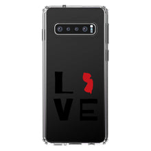 DistinctInk® Clear Shockproof Hybrid Case for Apple iPhone / Samsung Galaxy / Google Pixel - New Jersey - Love Red & Black