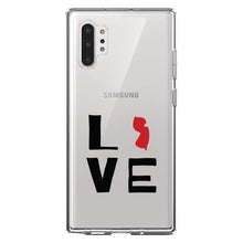 DistinctInk® Clear Shockproof Hybrid Case for Apple iPhone / Samsung Galaxy / Google Pixel - New Jersey - Love Red & Black