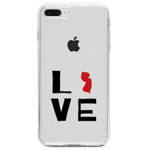 DistinctInk® Clear Shockproof Hybrid Case for Apple iPhone / Samsung Galaxy / Google Pixel - New Jersey - Love Red & Black