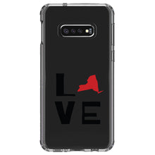 DistinctInk® Clear Shockproof Hybrid Case for Apple iPhone / Samsung Galaxy / Google Pixel - New York - Love Red & Black