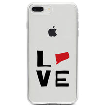 DistinctInk® Clear Shockproof Hybrid Case for Apple iPhone / Samsung Galaxy / Google Pixel - Connecticut - Love Red & Black