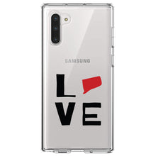 DistinctInk® Clear Shockproof Hybrid Case for Apple iPhone / Samsung Galaxy / Google Pixel - Connecticut - Love Red & Black