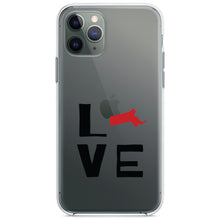 DistinctInk® Clear Shockproof Hybrid Case for Apple iPhone / Samsung Galaxy / Google Pixel - Massachusetts - Love Red & Black