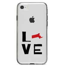 DistinctInk® Clear Shockproof Hybrid Case for Apple iPhone / Samsung Galaxy / Google Pixel - Massachusetts - Love Red & Black
