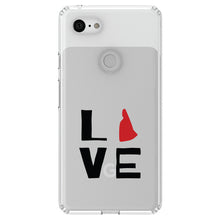 DistinctInk® Clear Shockproof Hybrid Case for Apple iPhone / Samsung Galaxy / Google Pixel - New Hampshire - Love Red & Black