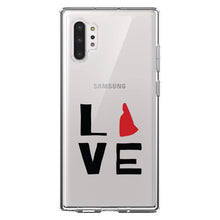 DistinctInk® Clear Shockproof Hybrid Case for Apple iPhone / Samsung Galaxy / Google Pixel - New Hampshire - Love Red & Black