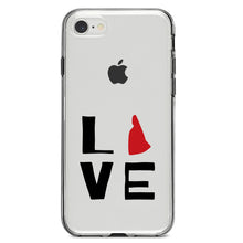 DistinctInk® Clear Shockproof Hybrid Case for Apple iPhone / Samsung Galaxy / Google Pixel - New Hampshire - Love Red & Black
