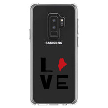 DistinctInk® Clear Shockproof Hybrid Case for Apple iPhone / Samsung Galaxy / Google Pixel - Maine - Love Red & Black