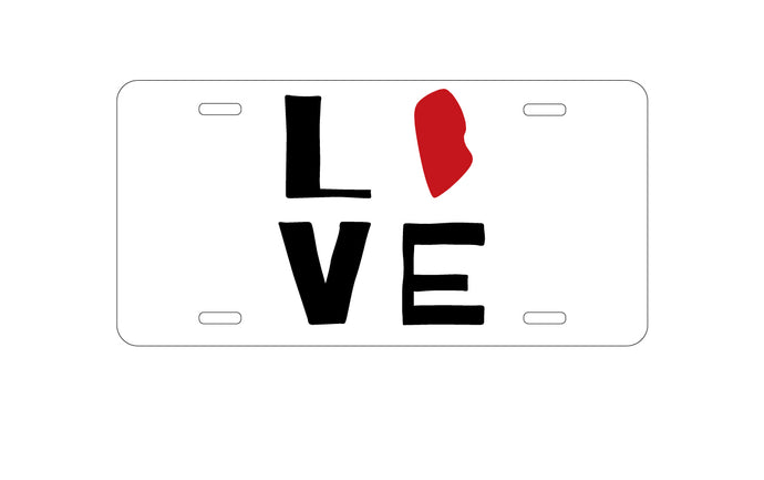 DistinctInk Custom Aluminum Decorative Vanity Front License Plate - Rhode Island - Love Red & Black