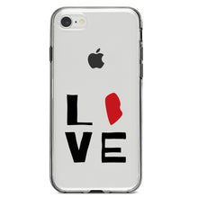 DistinctInk® Clear Shockproof Hybrid Case for Apple iPhone / Samsung Galaxy / Google Pixel - Rhode Island - Love Red & Black