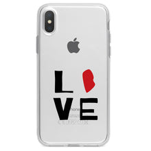 DistinctInk® Clear Shockproof Hybrid Case for Apple iPhone / Samsung Galaxy / Google Pixel - Rhode Island - Love Red & Black