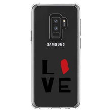 DistinctInk® Clear Shockproof Hybrid Case for Apple iPhone / Samsung Galaxy / Google Pixel - Rhode Island - Love Red & Black