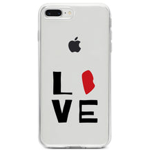 DistinctInk® Clear Shockproof Hybrid Case for Apple iPhone / Samsung Galaxy / Google Pixel - Rhode Island - Love Red & Black