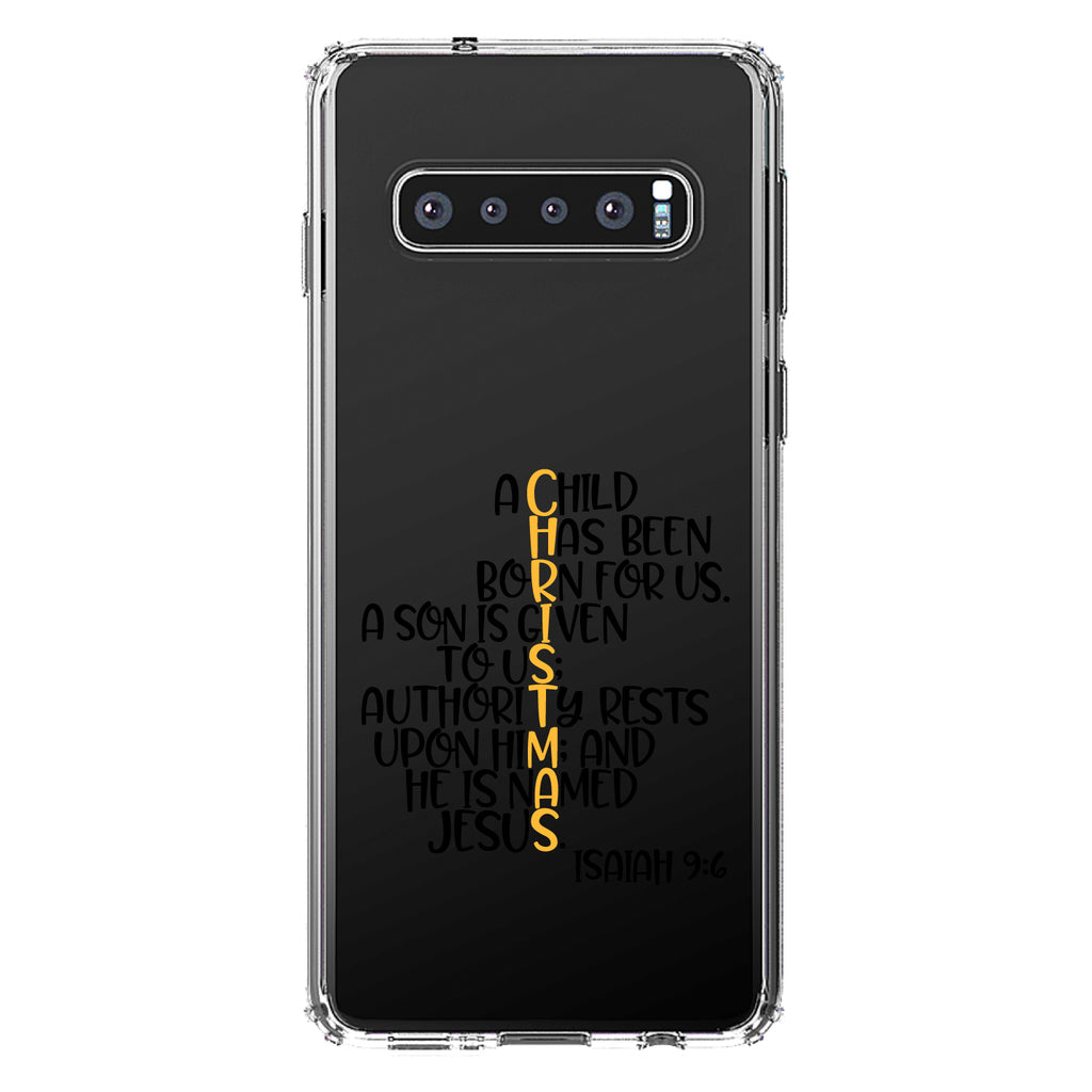 Christmas, Isaiah 9:6, Black Yellow Clear Shockproof iPhone Case, view 16