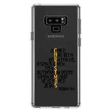DistinctInk® Clear Shockproof Hybrid Case for Apple iPhone / Samsung Galaxy / Google Pixel - Christmas - Isaiah 9:6 - Black Yellow