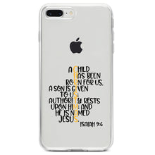 DistinctInk® Clear Shockproof Hybrid Case for Apple iPhone / Samsung Galaxy / Google Pixel - Christmas - Isaiah 9:6 - Black Yellow