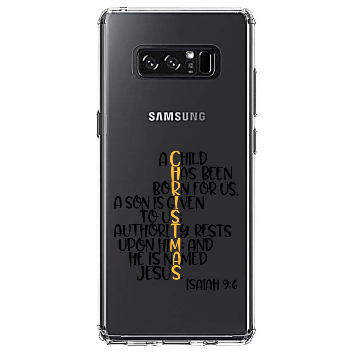 Christmas, Isaiah 9:6, Black Yellow Clear Shockproof iPhone Case, view 12
